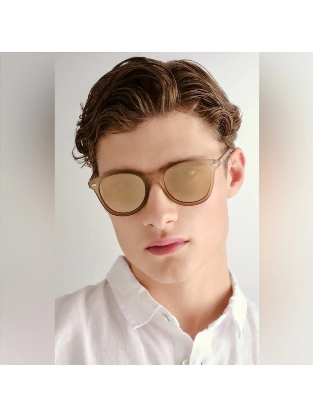 LE SPECS Bandwagon NEW Sunglasses Matte Stone Frame With Copper Mirror Lens NEW